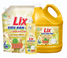 Nước Rửa Chén Lix Siêu Đậm Đặc Hương Gừng & Sả