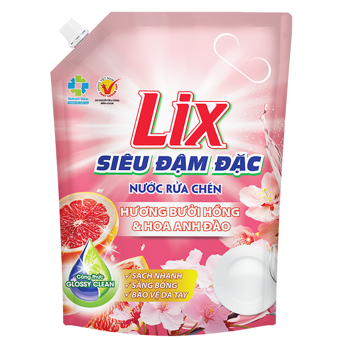 Nước Rửa Chén Lix Siêu Đậm Đặc Hương Bưởi Hồng & Hoa Anh Đào