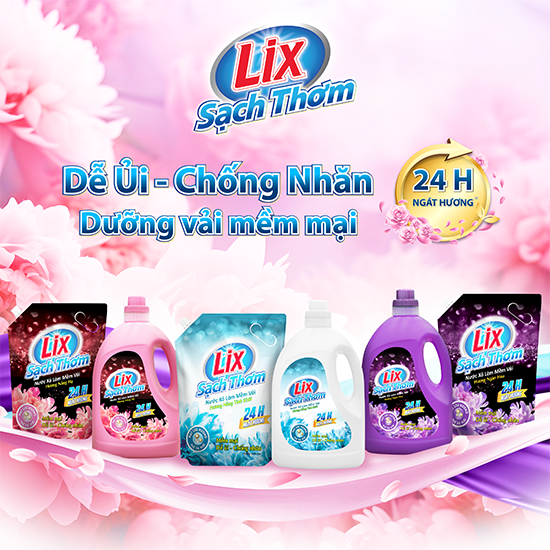 LIX SẠCH THƠM – DỄ ỦI, CHỐNG NHĂN, DƯỠNG VẢI MỀM MẠI, NGÁT HƯƠNG SUỐT 24 GIỜ